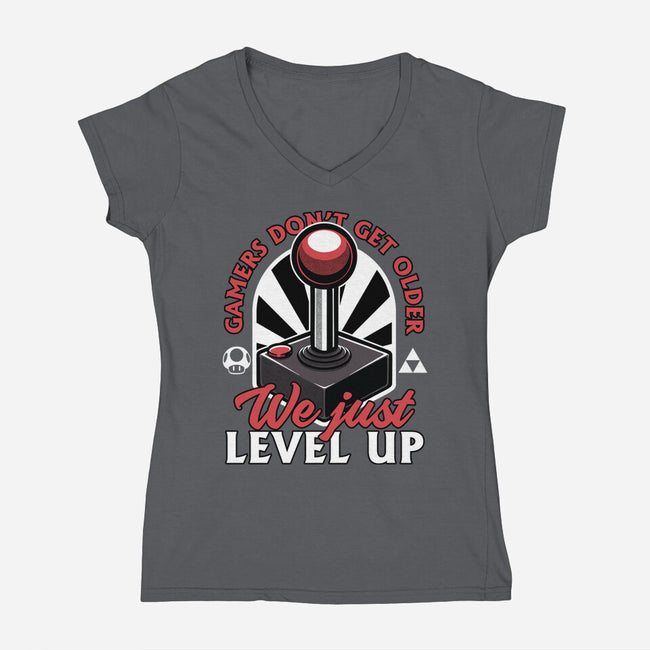Joystick Gamer Level UP-Womens-V-Neck-Tee-Studio Mootant