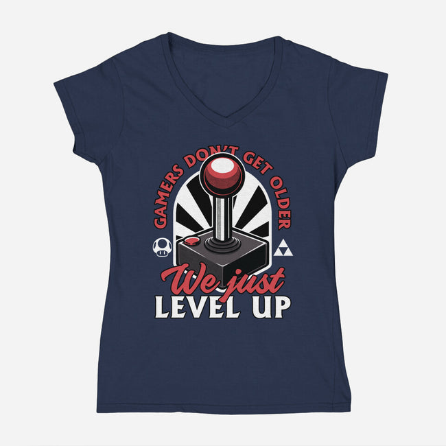 Joystick Gamer Level UP-Womens-V-Neck-Tee-Studio Mootant