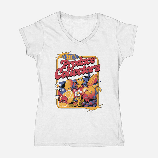 Tiny Collectors-Womens-V-Neck-Tee-ilustrata