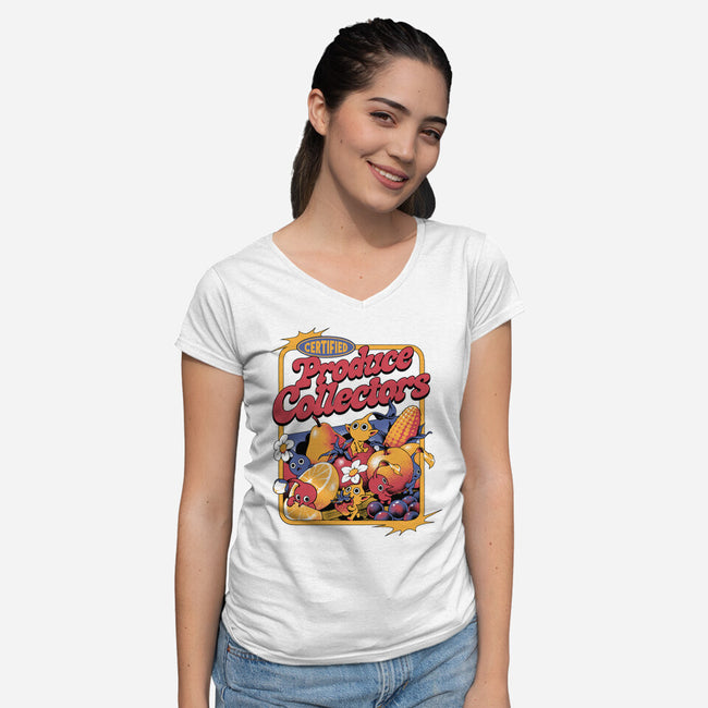 Tiny Collectors-Womens-V-Neck-Tee-ilustrata