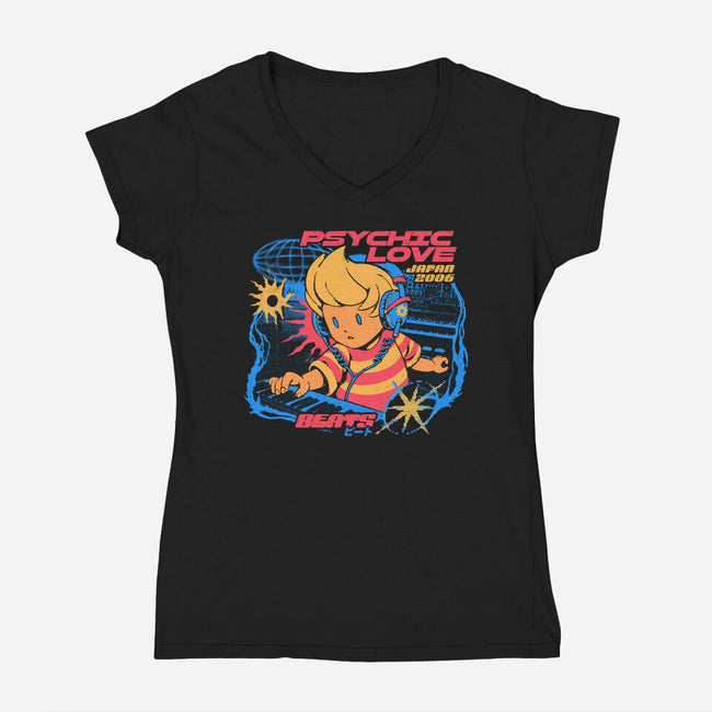 Psychic Love Beats-Womens-V-Neck-Tee-ilustrata