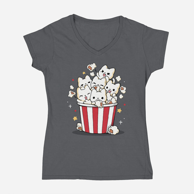 Pop Cat-Womens-V-Neck-Tee-Vallina84
