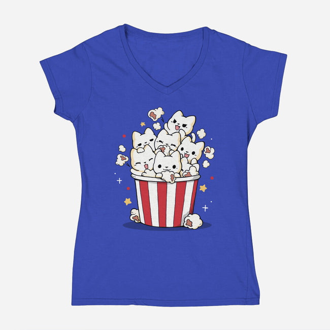 Pop Cat-Womens-V-Neck-Tee-Vallina84