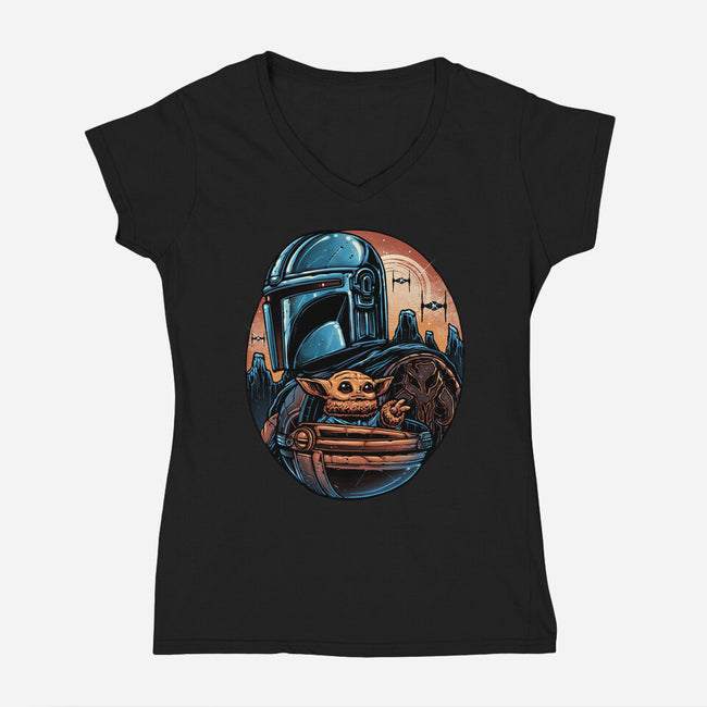 The Rise Against The Empire-Womens-V-Neck-Tee-glitchygorilla