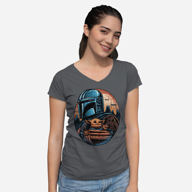 The Rise Against The Empire-Womens-V-Neck-Tee-glitchygorilla