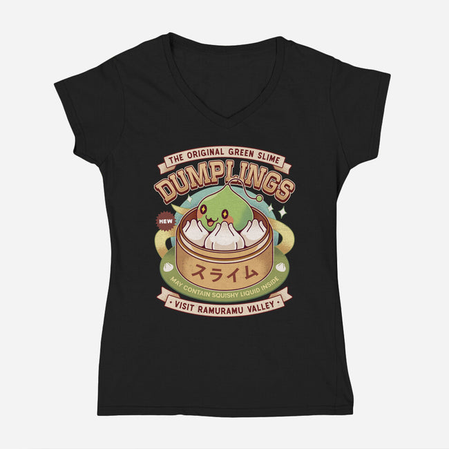 Ramuramu Valley Dumplings Vintage-Womens-V-Neck-Tee-LAGELANTEE