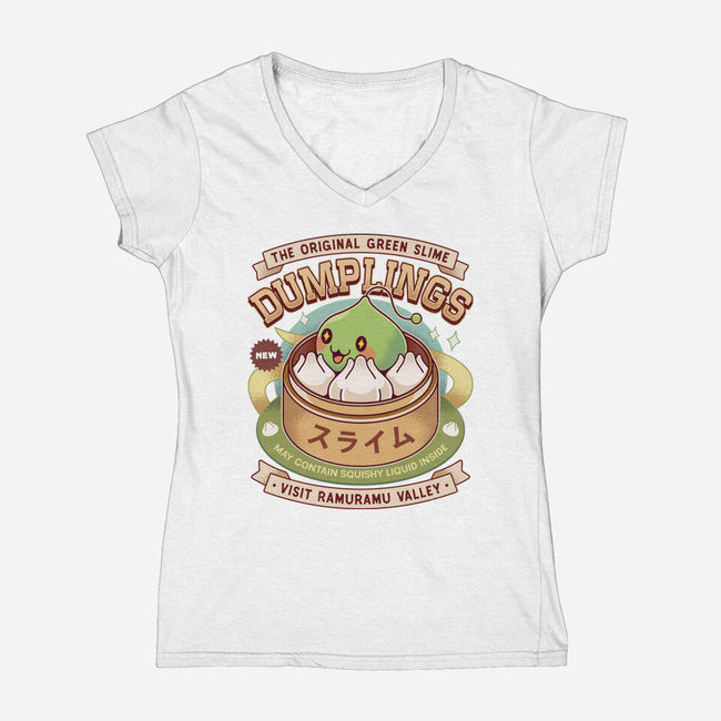 Ramuramu Valley Dumplings Vintage-Womens-V-Neck-Tee-LAGELANTEE