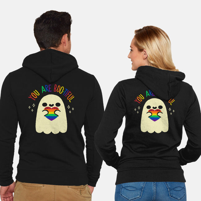 You Are Beautiful Rainbow Heart-Unisex-Zip-Up-Sweatshirt-xMorfina