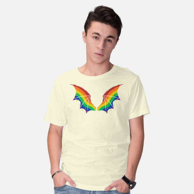 Rainbow Pride Bat Wings-Mens-Basic-Tee-xMorfina