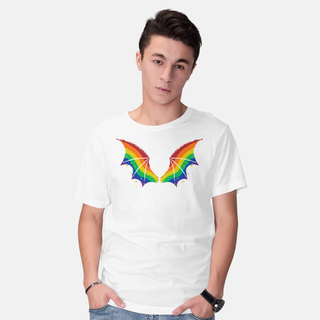 Rainbow Pride Bat Wings-Mens-Basic-Tee-xMorfina