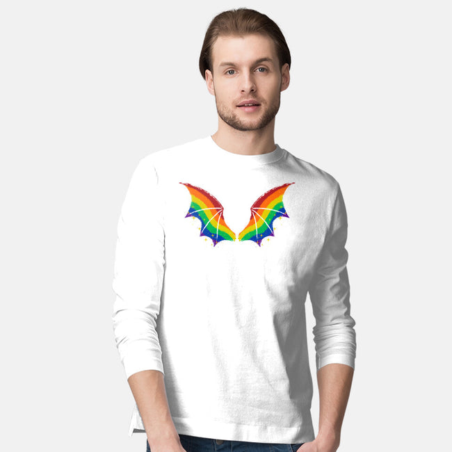 Rainbow Pride Bat Wings-Mens-Long Sleeved-Tee-xMorfina