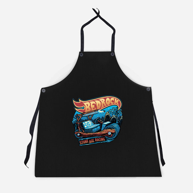 Bedrock Racing-Unisex-Kitchen-Apron-glitchygorilla