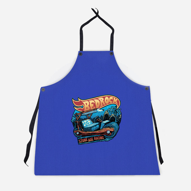 Bedrock Racing-Unisex-Kitchen-Apron-glitchygorilla