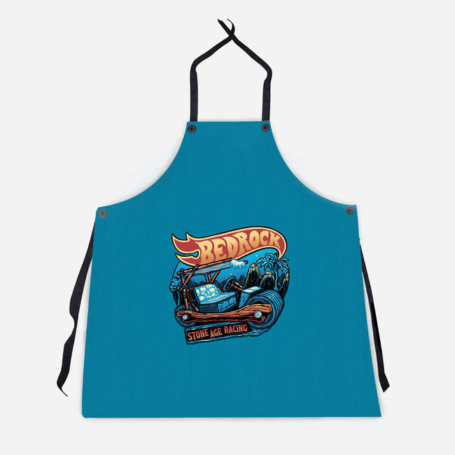 Bedrock Racing-Unisex-Kitchen-Apron-glitchygorilla