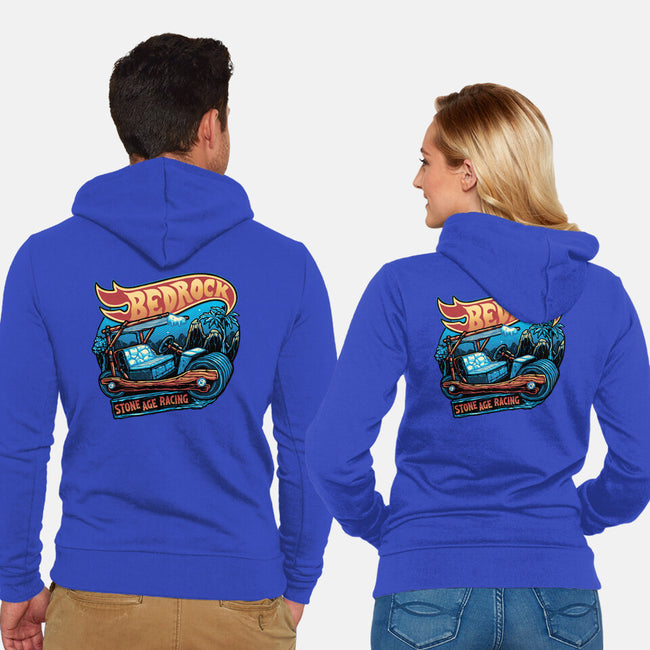 Bedrock Racing-Unisex-Zip-Up-Sweatshirt-glitchygorilla