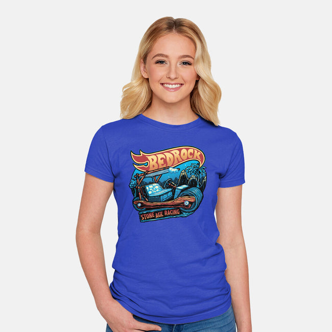 Bedrock Racing-Womens-Fitted-Tee-glitchygorilla
