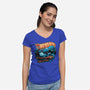 Bedrock Racing-Womens-V-Neck-Tee-glitchygorilla