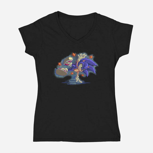Too Slow-Womens-V-Neck-Tee-nickzzarto
