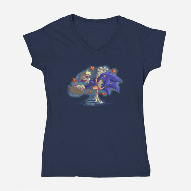 Too Slow-Womens-V-Neck-Tee-nickzzarto