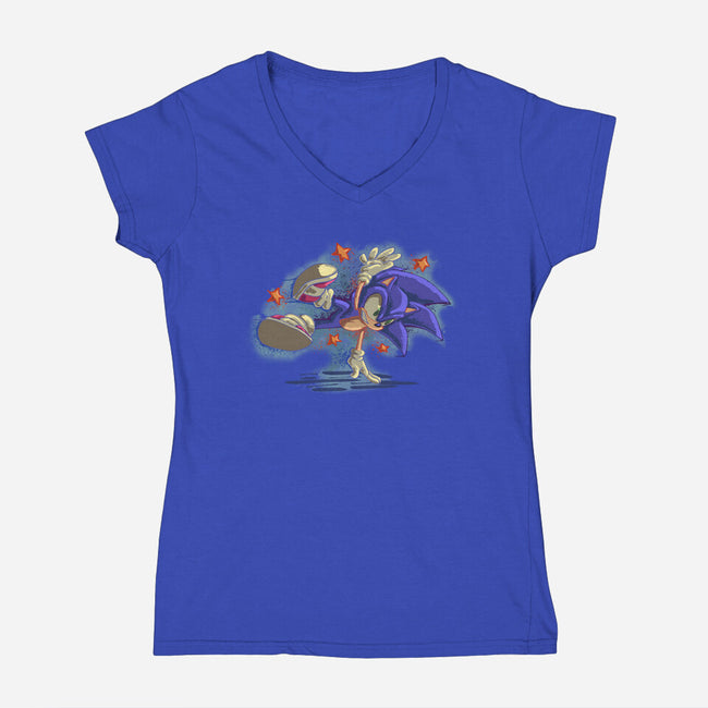 Too Slow-Womens-V-Neck-Tee-nickzzarto