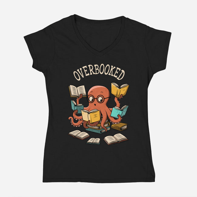 Octopus Overbooked-Womens-V-Neck-Tee-ducfrench