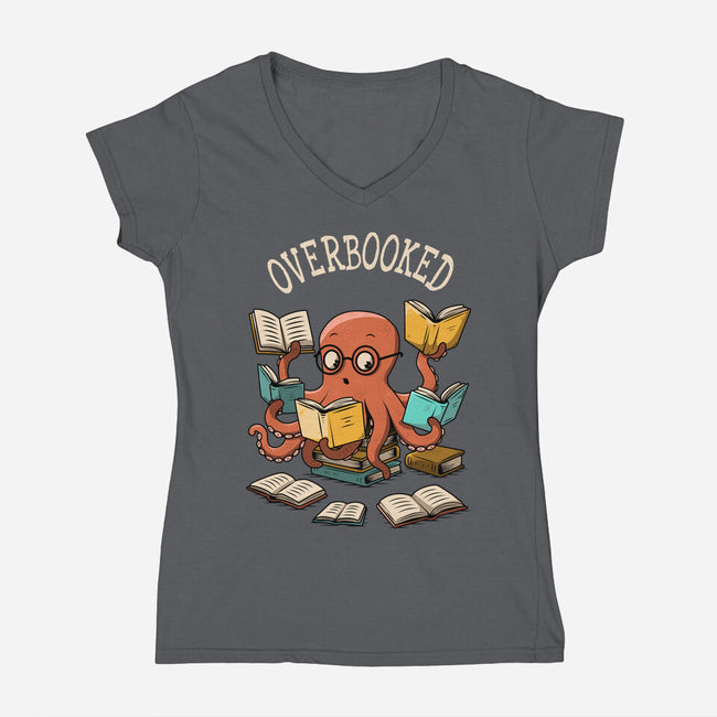 Octopus Overbooked-Womens-V-Neck-Tee-ducfrench