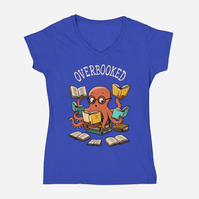 Octopus Overbooked-Womens-V-Neck-Tee-ducfrench
