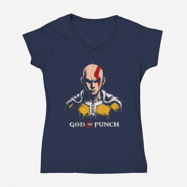 God Of Punch-Womens-V-Neck-Tee-ducfrench