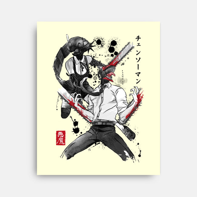 Chainsaw Man And The Bomb Girl-None-Stretched-Canvas-DrMonekers