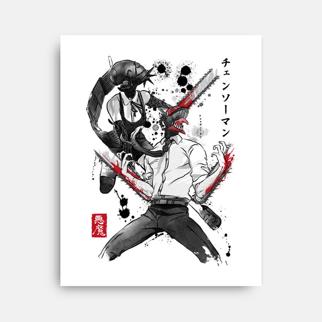Chainsaw Man And The Bomb Girl-None-Stretched-Canvas-DrMonekers
