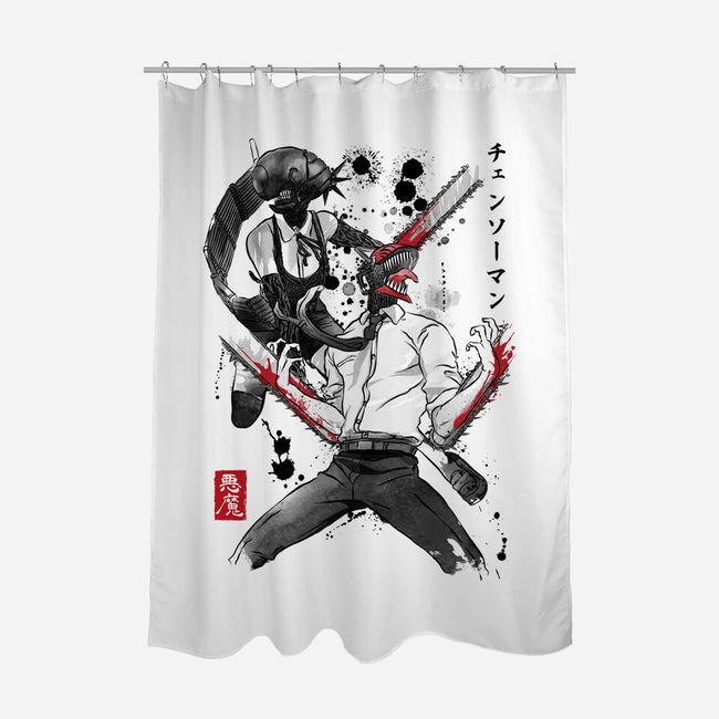 Chainsaw Man And The Bomb Girl-None-Polyester-Shower Curtain-DrMonekers