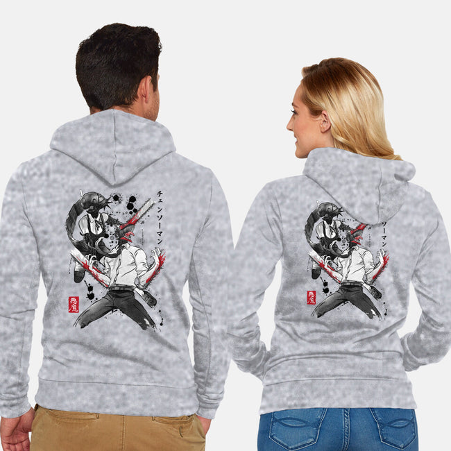 Chainsaw Man And The Bomb Girl-Unisex-Zip-Up-Sweatshirt-DrMonekers