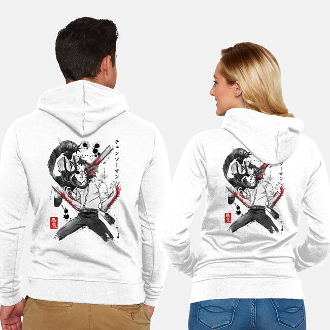 Chainsaw Man And The Bomb Girl-Unisex-Zip-Up-Sweatshirt-DrMonekers