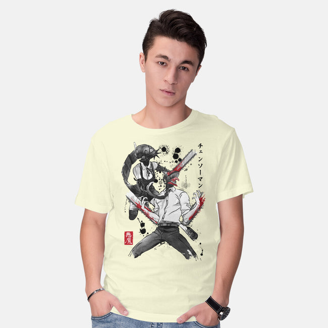 Chainsaw Man And The Bomb Girl-Mens-Basic-Tee-DrMonekers