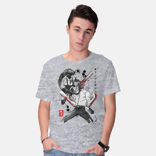 Chainsaw Man And The Bomb Girl-Mens-Basic-Tee-DrMonekers