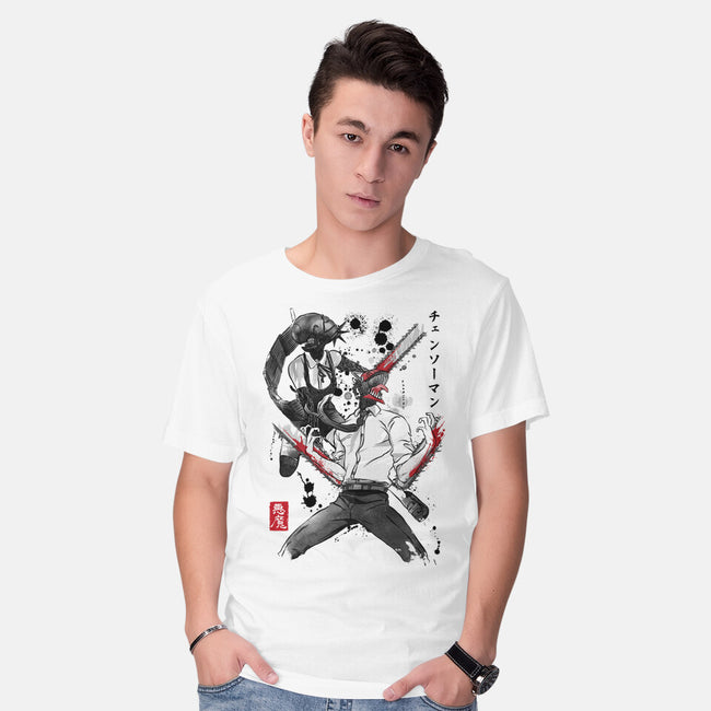 Chainsaw Man And The Bomb Girl-Mens-Basic-Tee-DrMonekers