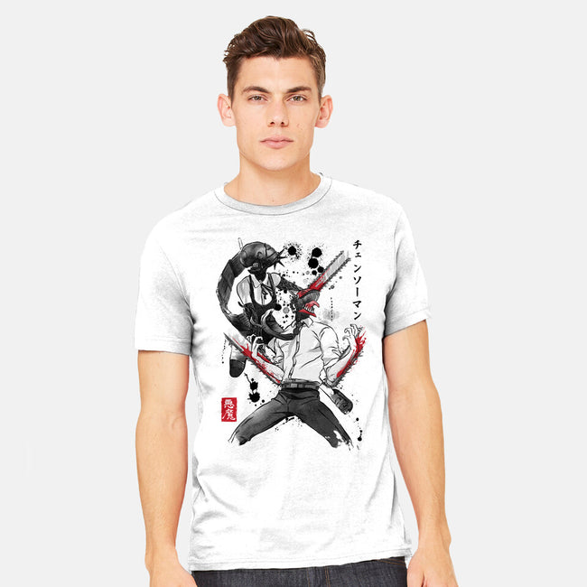 Chainsaw Man And The Bomb Girl-Mens-Heavyweight-Tee-DrMonekers