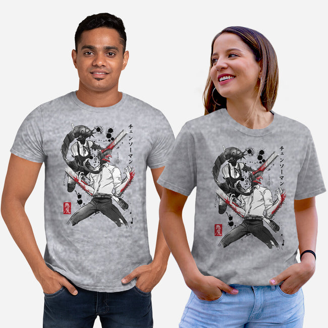 Chainsaw Man And The Bomb Girl-Unisex-Basic-Tee-DrMonekers