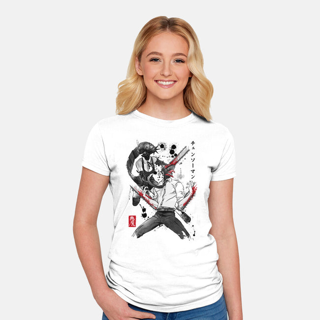 Chainsaw Man And The Bomb Girl-Womens-Fitted-Tee-DrMonekers