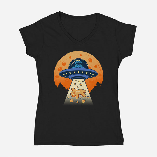 Cookie Ubduction-Womens-V-Neck-Tee-erion_designs