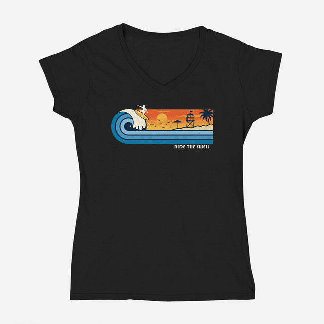 Ride The Swell-Womens-V-Neck-Tee-erion_designs