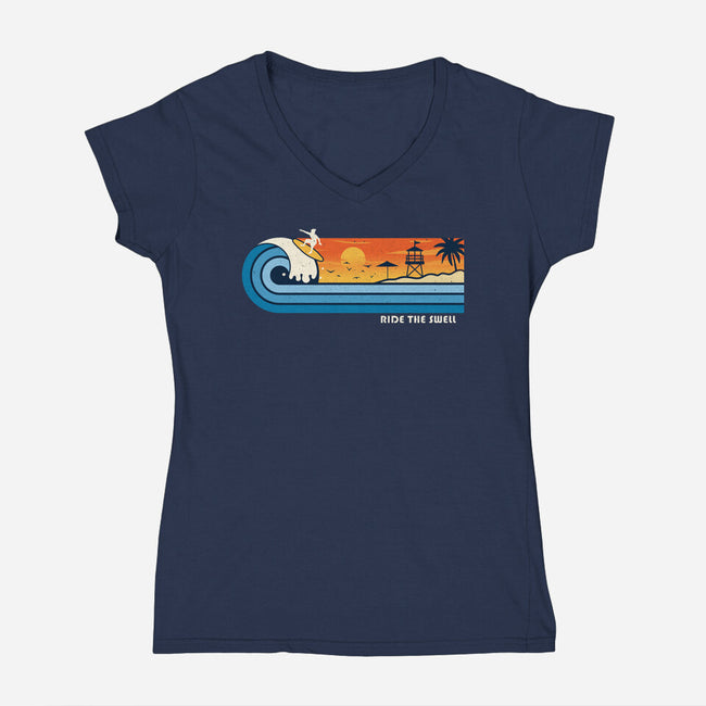 Ride The Swell-Womens-V-Neck-Tee-erion_designs