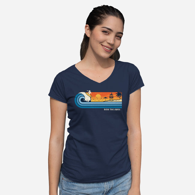 Ride The Swell-Womens-V-Neck-Tee-erion_designs