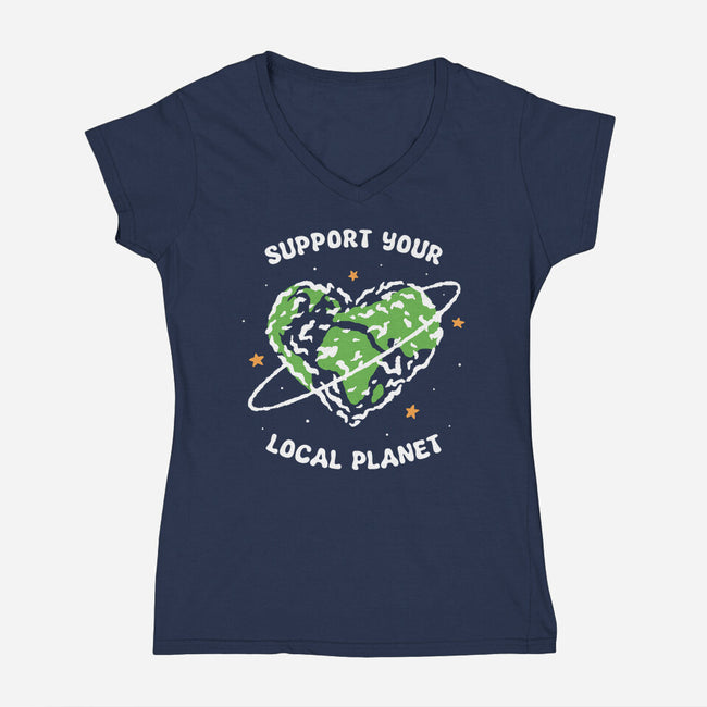 Support Your Local Planet-Womens-V-Neck-Tee-XYZ Studio