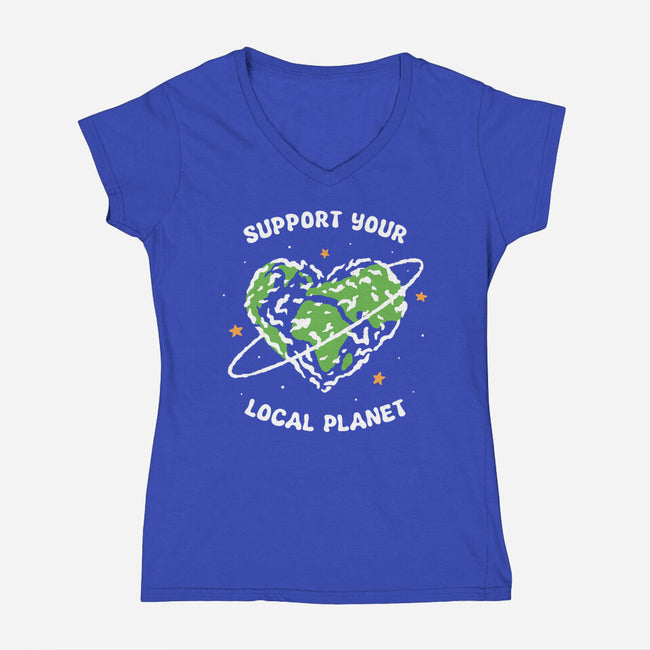 Support Your Local Planet-Womens-V-Neck-Tee-XYZ Studio