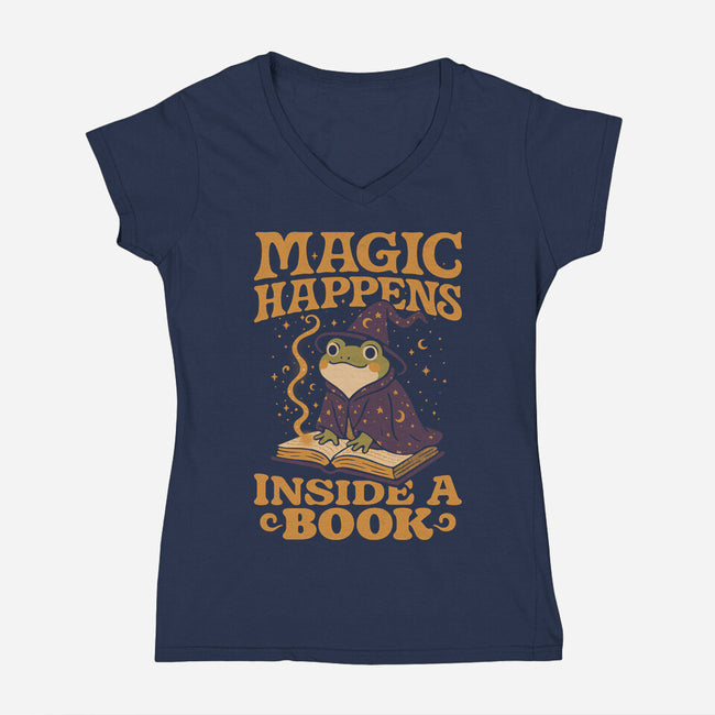Magic Happens-Womens-V-Neck-Tee-Popnotic