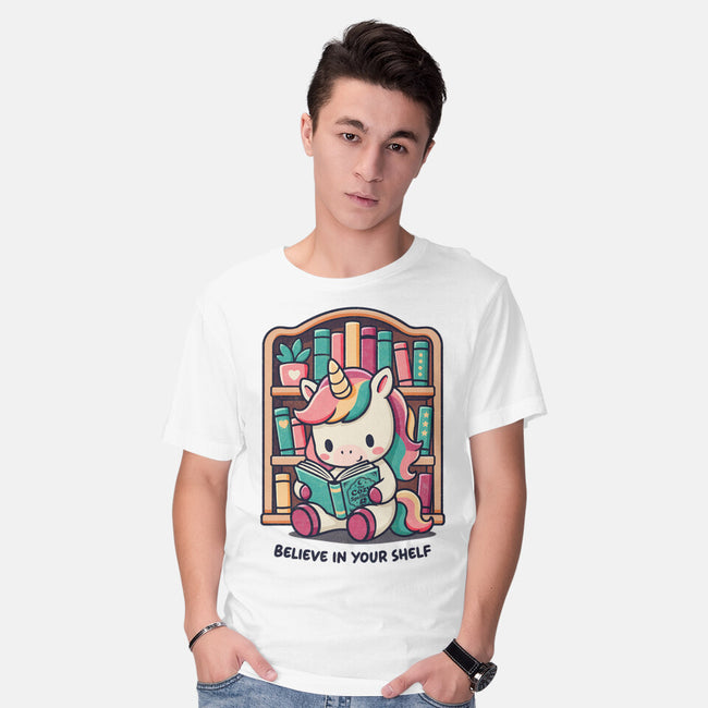 Believe In Your Bookshelf-Mens-Basic-Tee-Popnotic