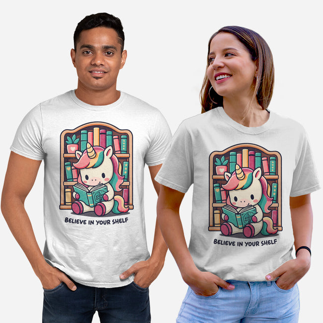 Believe In Your Bookshelf-Unisex-Basic-Tee-Popnotic
