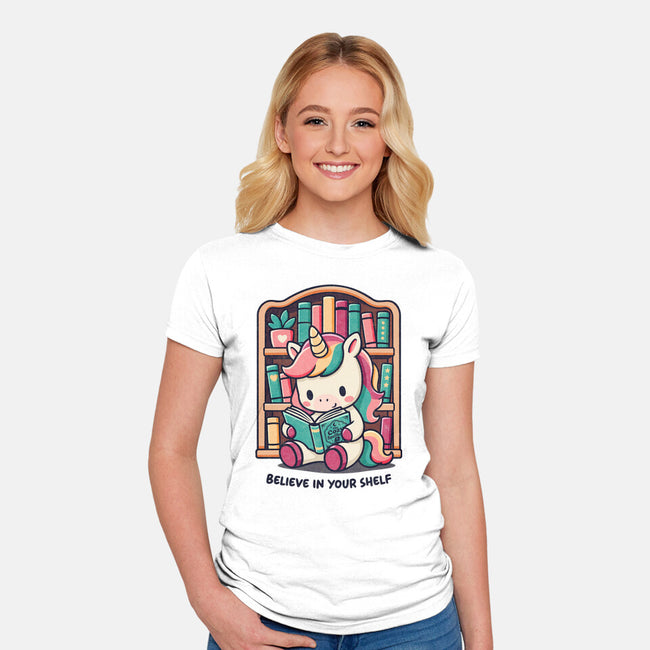 Believe In Your Bookshelf-Womens-Fitted-Tee-Popnotic