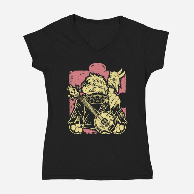 Bluegrass Punk Energy-Womens-V-Neck-Tee-Henrique Torres